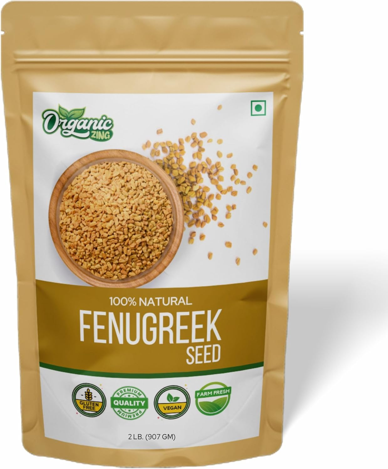 Organic Zing Fenugreek Seeds - 907 G / 32 Oz | Whole Spice Seeds for Cooking & DIY Food Recipes image number 1
