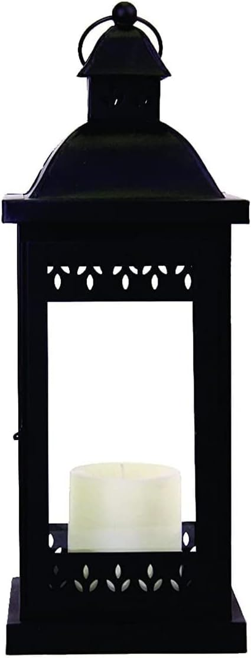 Hosley&reg; 15" High Large Clear Glass Iron Classic Style Lantern, Ideal for Parties Weddings Aromatherapy Spa (Black) image number 4