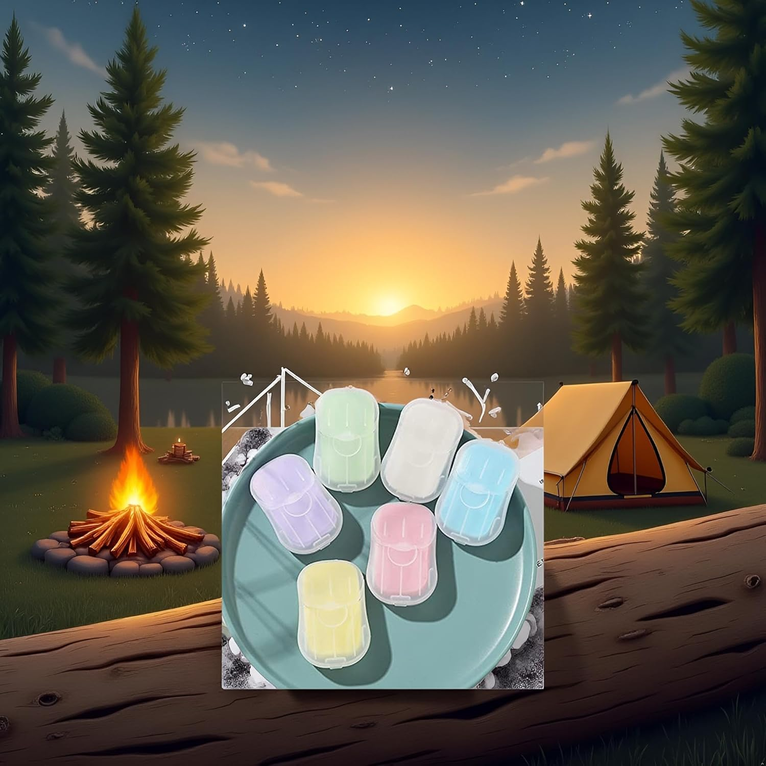5 Boxes Blue Portable Soaps Sheets, Mini Portable Travel Soap Paper Sheets Disposable Water Soluble Hand Washing Bath Scented Paper Soap Camping Soap and Shampoo for Outdoor,Outdoor Recreation image number 2