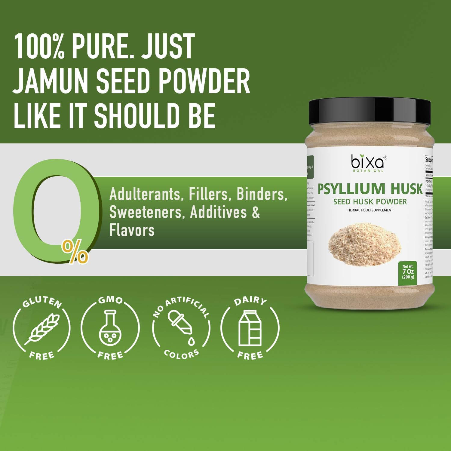 Bixa BOTANICAL Psyllium Husk Powder(Plantago Ovata) Daily Laxative Fibre, Natural Dietary Supplement, Maintains Gut(Intestinal) Motility & Eliminate Toxic Waste. Natural Safe Laxative with Fibres 200G image number 1