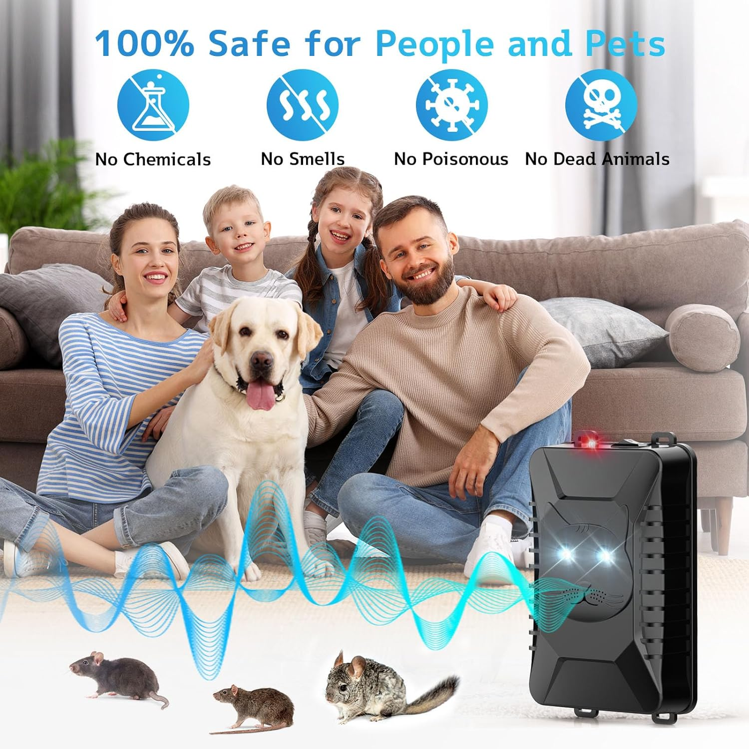 Car Rodent Repeller under the Hood, 2 Pack Battery Powered Plug-In Mouse Repellent with Strobe Light, Smart Detection Keeps Mice Away from Car Engines, Indoors, Outdoors image number 1