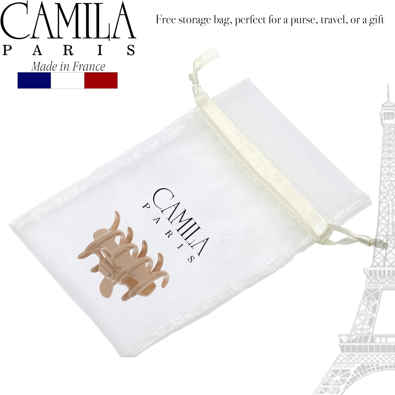 Camila Paris CP3498 French Small Hair Clips for Women Thick Hair, Girls Claw Clip, Durable Styling Big Claw for Long Curly Wavy Hair, Strong Hold No Slip Grip, Made in France image number 5