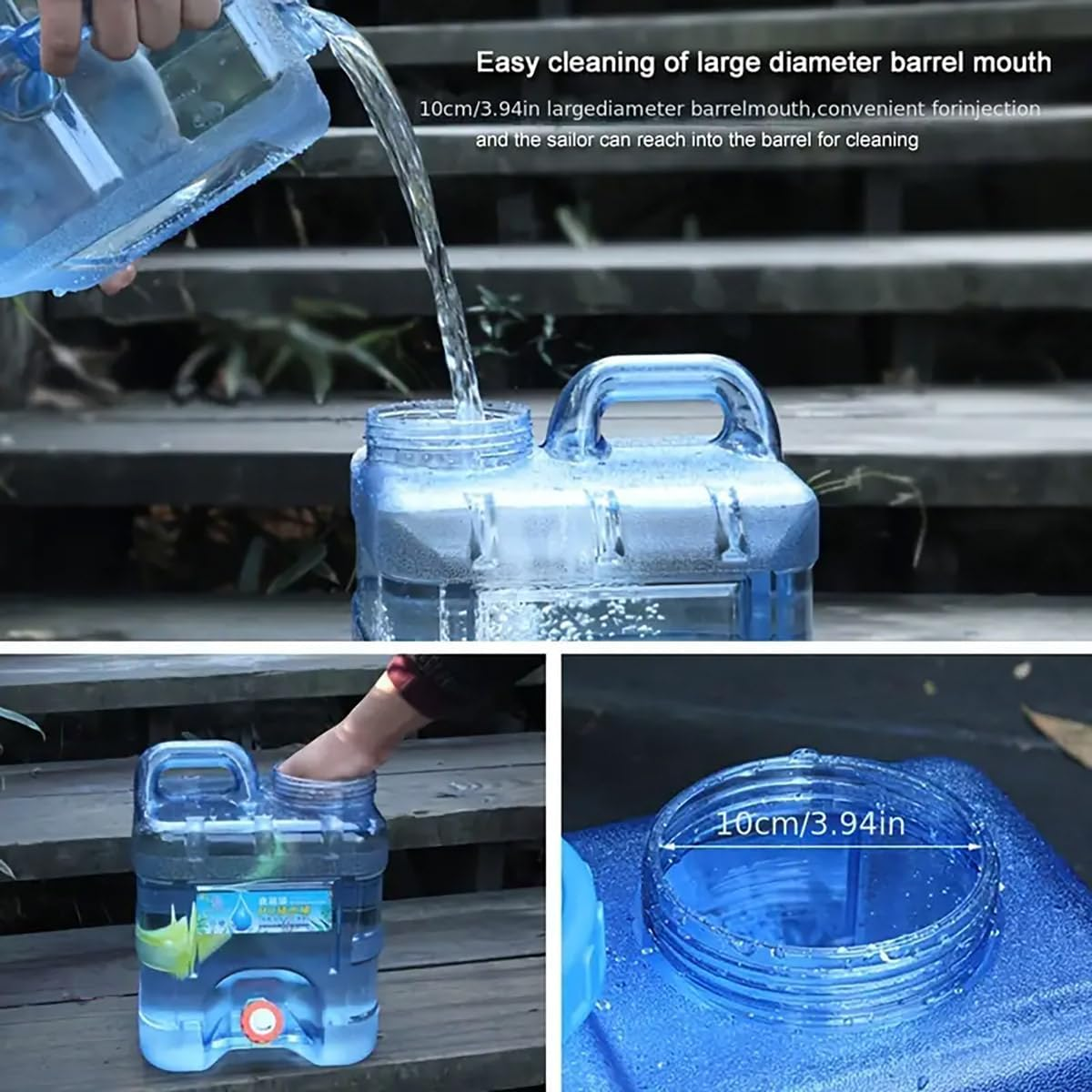 AIMALL Outdoor Water Storage Container, 1.98/2.64/3.96 Gallons, Leak-Proof Portable Drinking Water Jug with Tap for Camping, Blue image number 2
