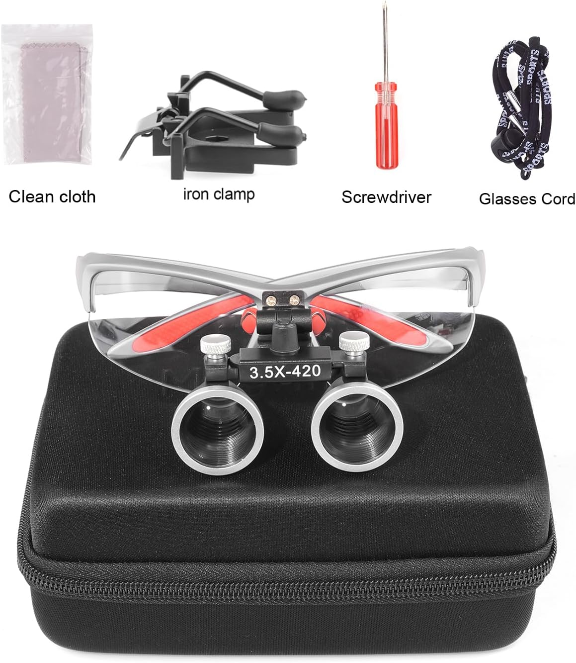 Loupes 2.5X 3.5X Magnification Binocular Magnifier Optical Glass Lens (3.5X, Silver) image number 2