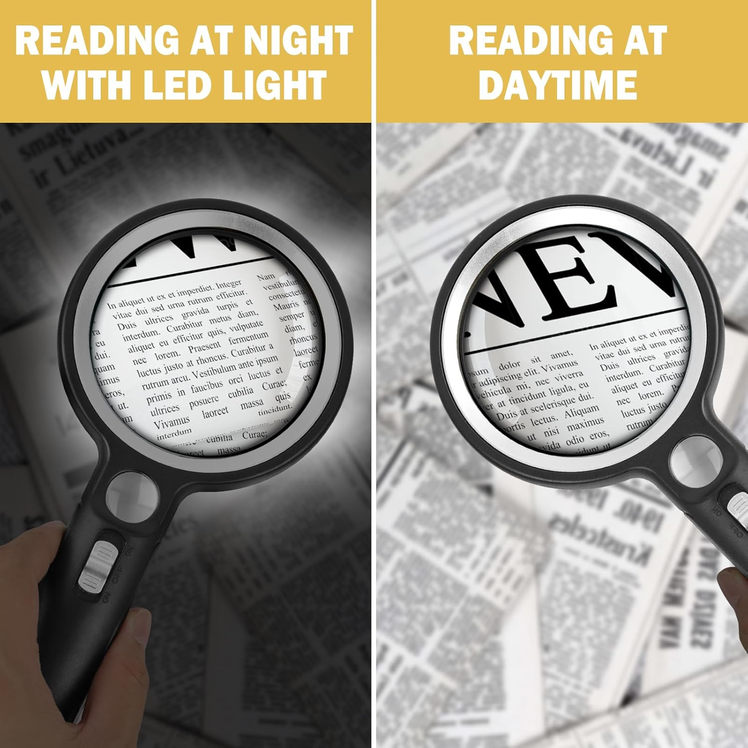 Magnifying Glass with 30 LED Lights, 10X 20X 45X Lighted Magnifying Glass Handheld with 1UV Light, Illuminated Lighted Magnifier for Seniors Reading Watch Repair Soldering Close Work image number 1