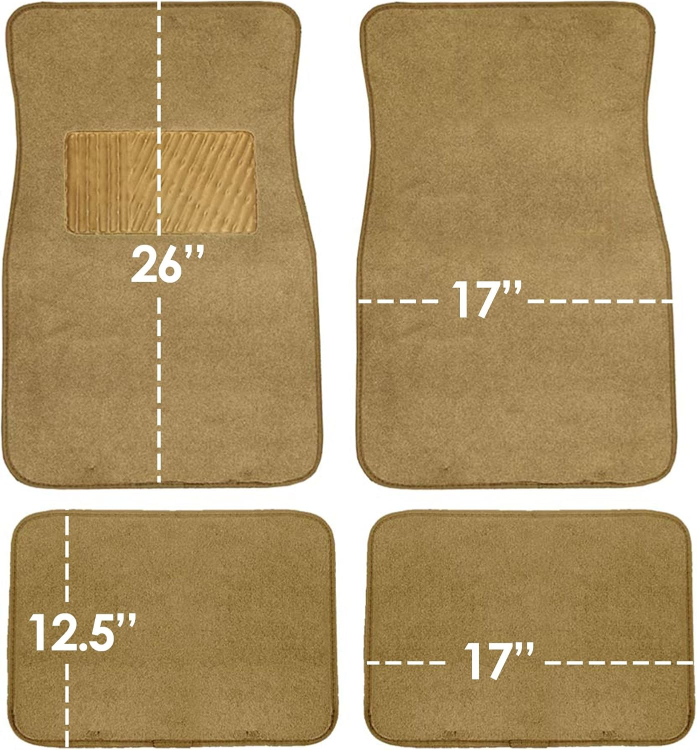 FH Group F14403BEIGE Beige Carpet Floor Mat with Heel Pad (Deluxe) - Tan-Solid image number 6