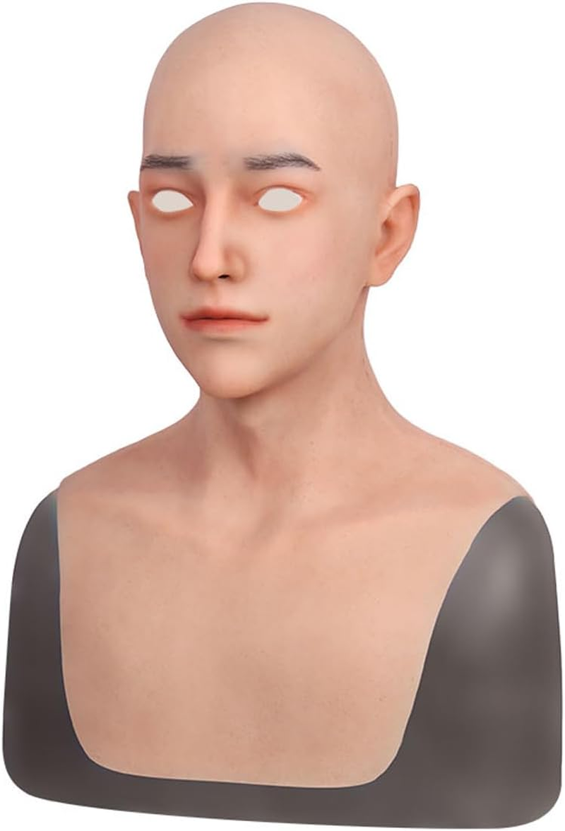 Crossdresser Young Men Mask Headwear Realistic Silicone Full Head Masks Halloween Cosplay Party Handsome Man Face