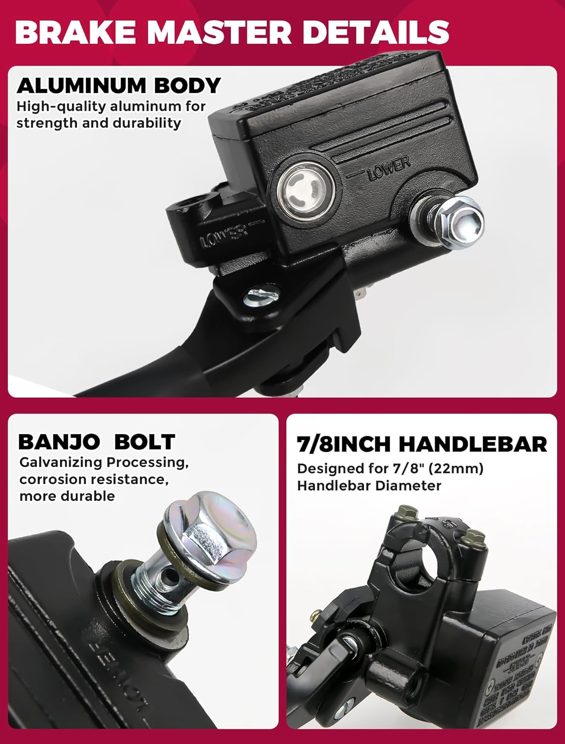 OLIFANT Brake Master Cylinder Handle for Honda TRX 250 300 350 400 450 Foreman 500 Rubicon Fourtrax 300 Rancher 350 420 Recon 250 Rincon Sportrax 7/8 ATV Hydraulic Brake Lever image number 3