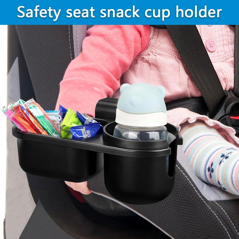 Child Car Seat Tray with Cup Holder &ndash; Universal Snack Tray Attachment for Convertible Car Seats, Strollers & Boosters &ndash; Toddler Travel Tray, Compatible with Most Models image number 1