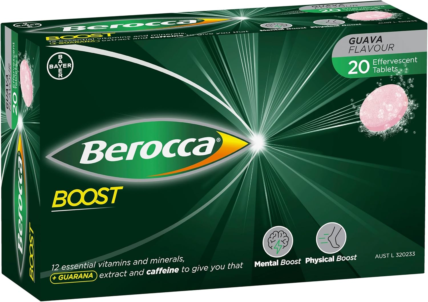 Berocca Boost with Guarana 20 Effervescent Tablets
