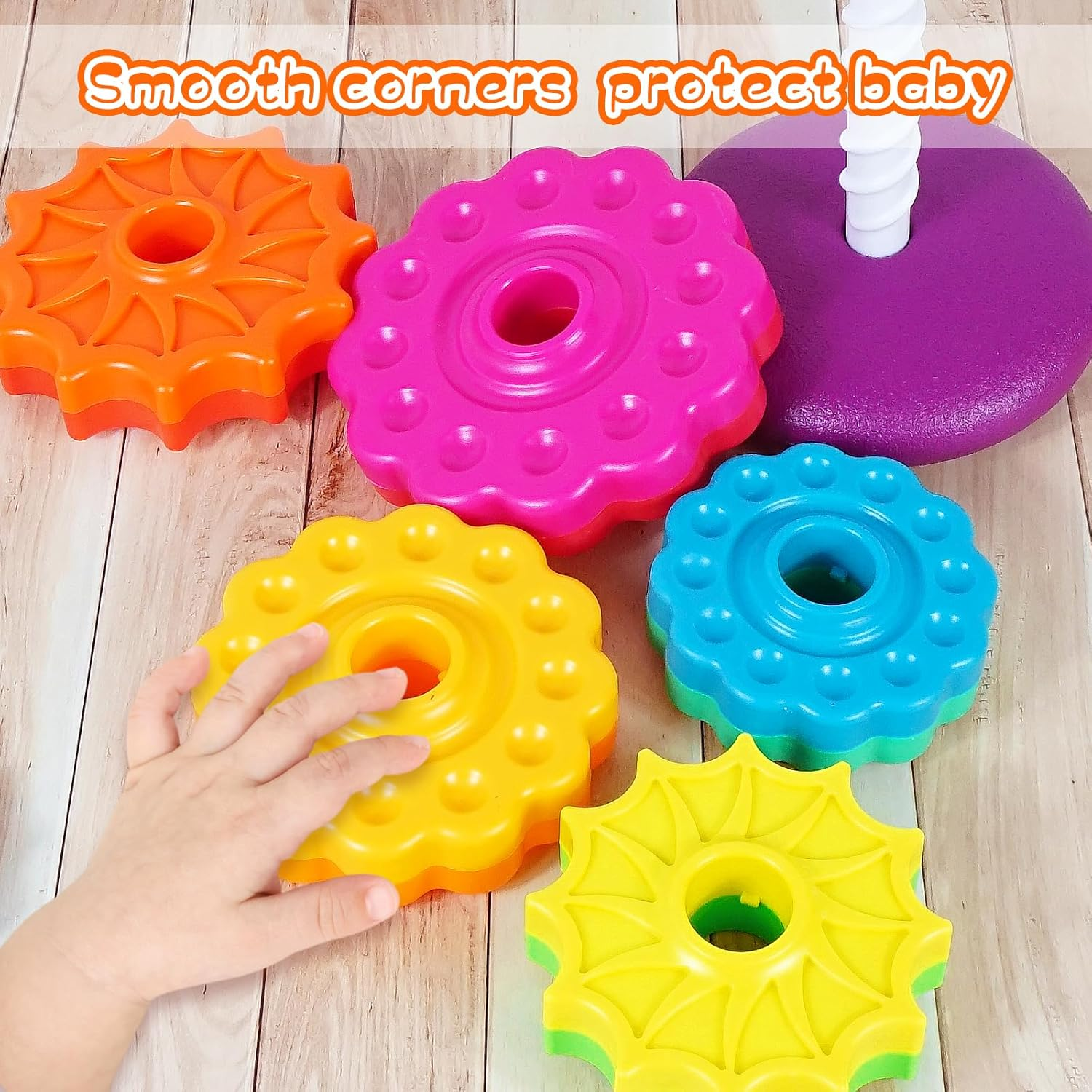 Peeokuo Baby Spin Stack Toy,Premium Stacking Toy for Kids,Baby Spinning Toy,Stacking Toy for Babies and Toddlers,Educational Toddler Learning Toys,Autism Spin Stack Toys,Rainbow Spinning Wheel Toys