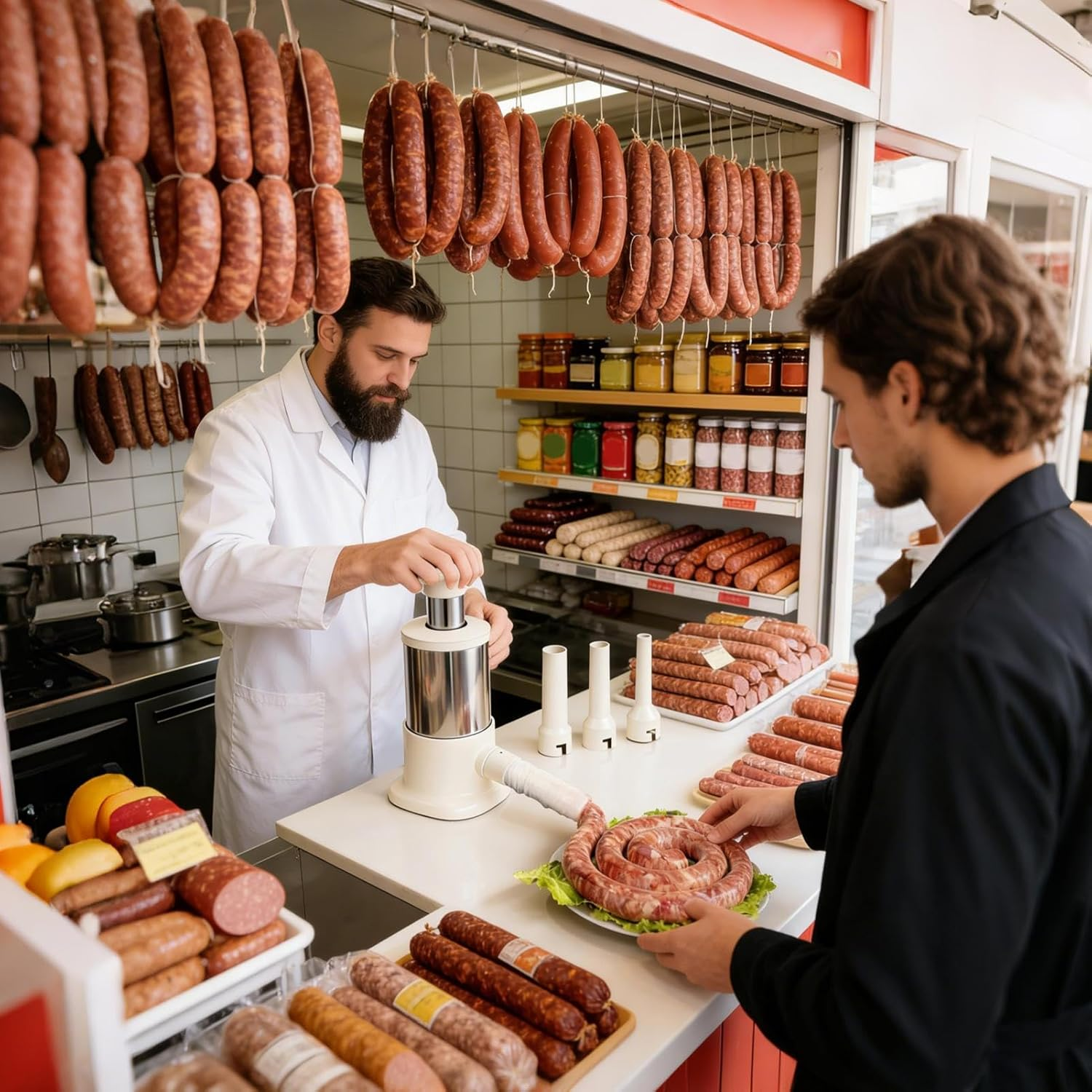 Meat Stuffer - Kitchen Gadgets with 4 Stuffing Tubes - Heavy Duty Sausage Stuffer Machine | for Lap Cheong Sticky Rice Bratwurst Home Commercial Barbecue Restaurant Party image number 5