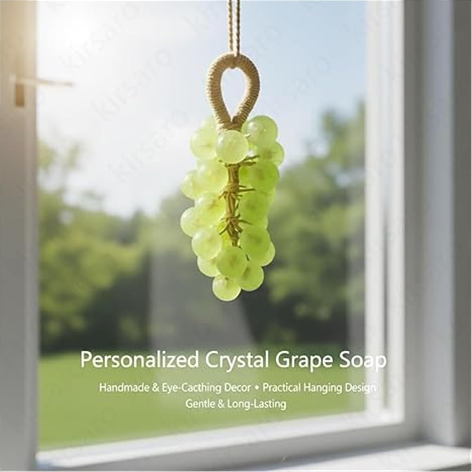 Handmade Crystal Grape Soap on a Rope, Grape Shaped Soap, Facial Cleansing Bathing Hand Washing Indoor Decorations Indoor Decorations(Peach) - Calendula image number 4