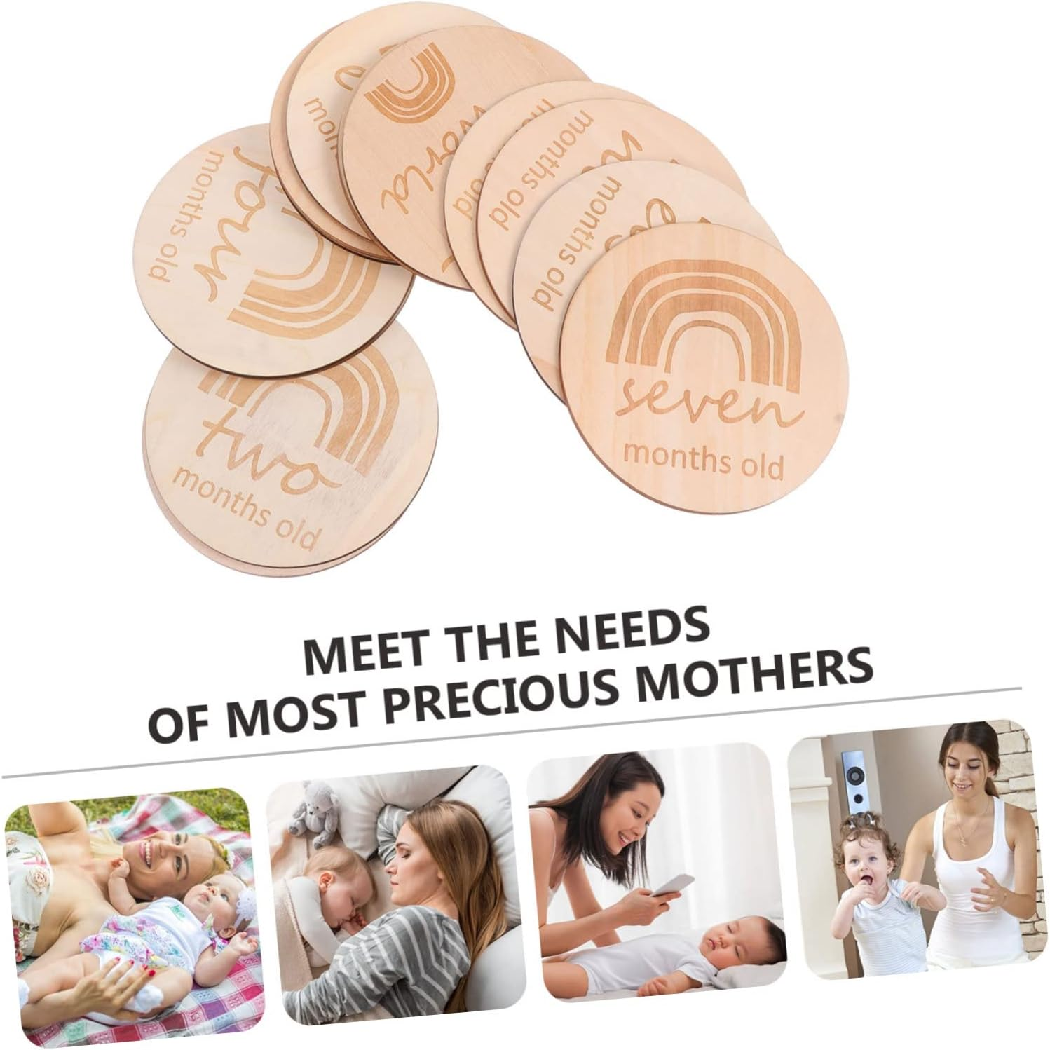 13Pcs Double-Sided Wood Baby Monthly Growth Recording Cards Newborn Photography Props for Baby Shower Milestone Moments image number 5