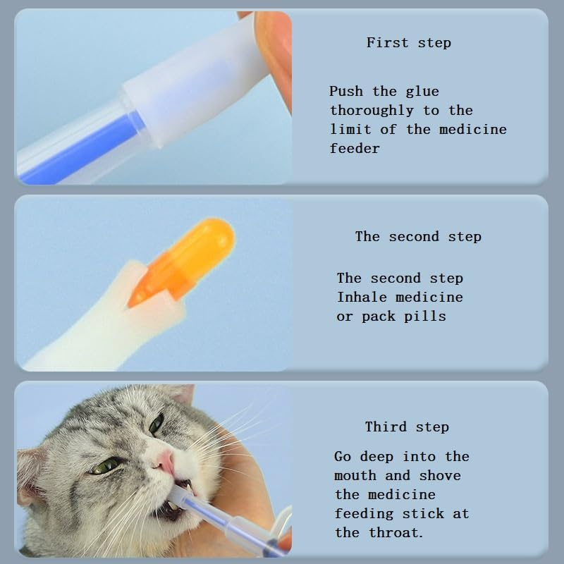 Pill Popper for Cats with Soft Tips Pet Pill Feeder Saving You from Being Bitten Medicine Feeding Dispenser Tool for Puppies (Blue, One Size) image number 1