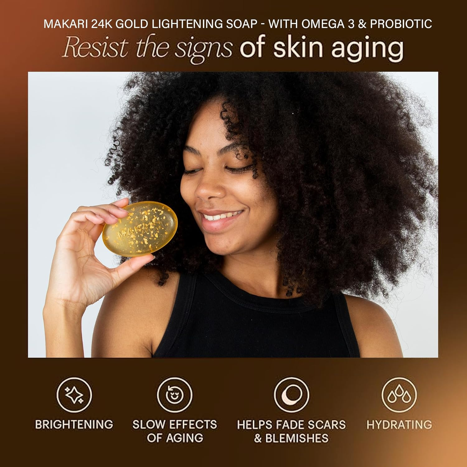 Makari 24K Gold Lightening Soap - with Omega 3 & Probiotic - Great for Removing Scars, Strech Marks, Dead Skin Cells and Rejuvenation Leaving the Skin Smooth image number 5