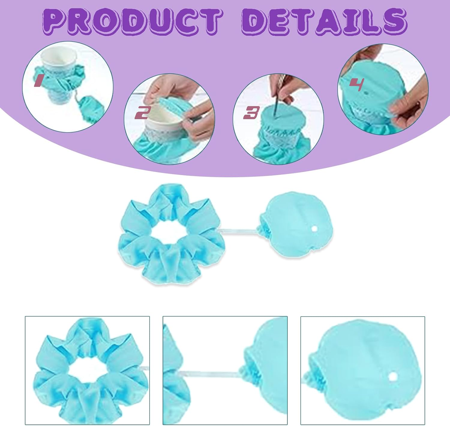 Pack of 3 Ko Drop Protection Bracelet, Drink Protection Lid, Cap Scrunchie Hair Band, Drink Cover, Hair Scrunchie, Reusable Drink Lid, Night Cap, Ideal for Bars and Parties image number 5