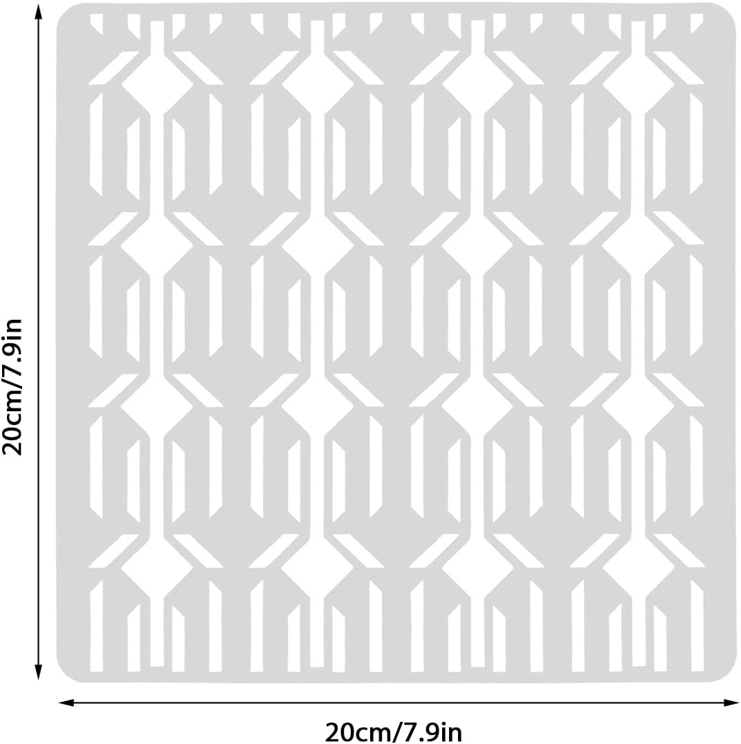Emsea 16PCS Geometric Stencils Painting Templates Set for Scrapbooking Tile Furniture Wall Floor Decor Craft Drawing DIY Art Supplies 20X20Cm