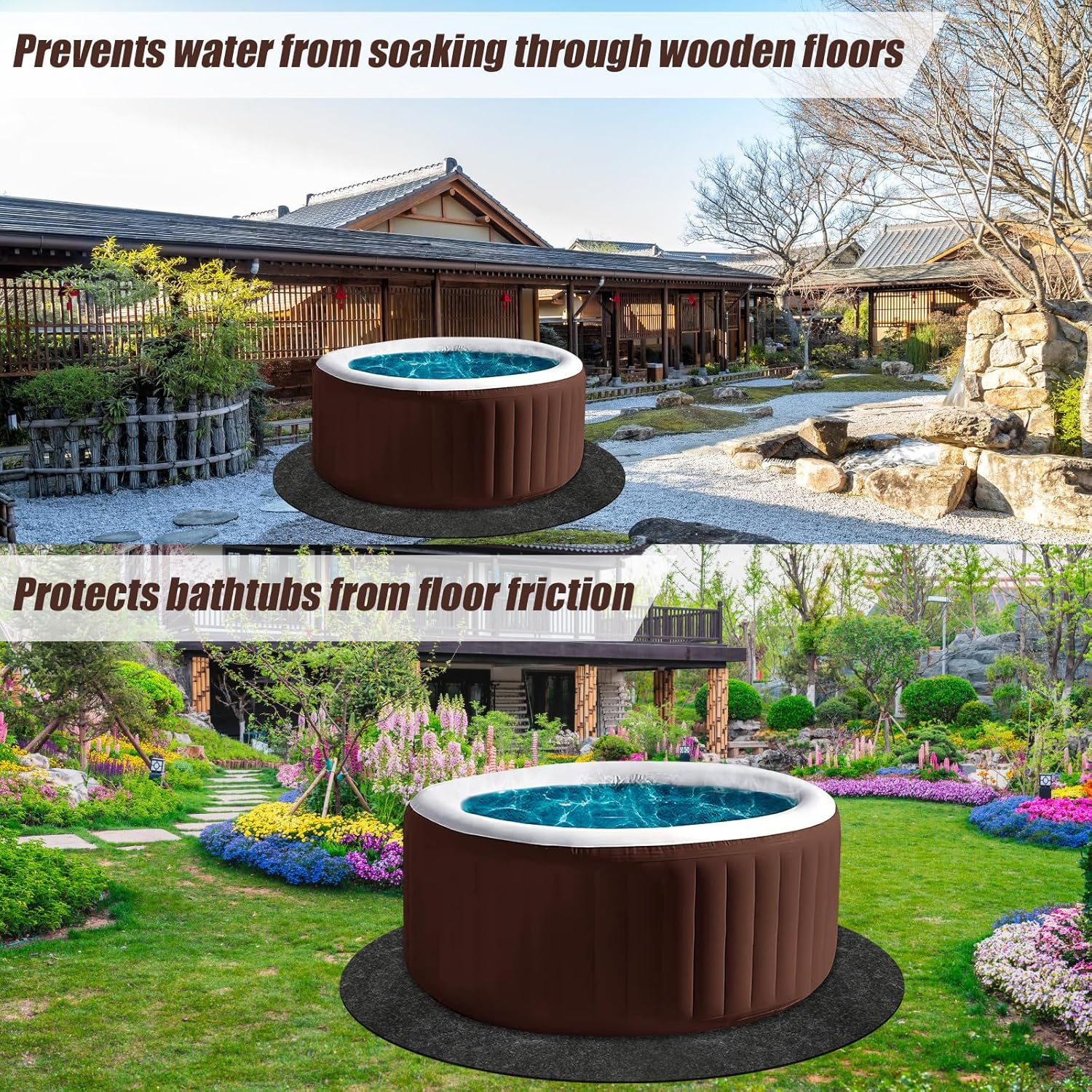 78 Inch Hot Tub Mat, round Hot Tub Flooring Protector Water-Absorbent anti Skidding Hot Tub Floor Mat for Outdoor Indoor Spa Pool Protector Mat Protect Hot Tubs from Wear image number 4