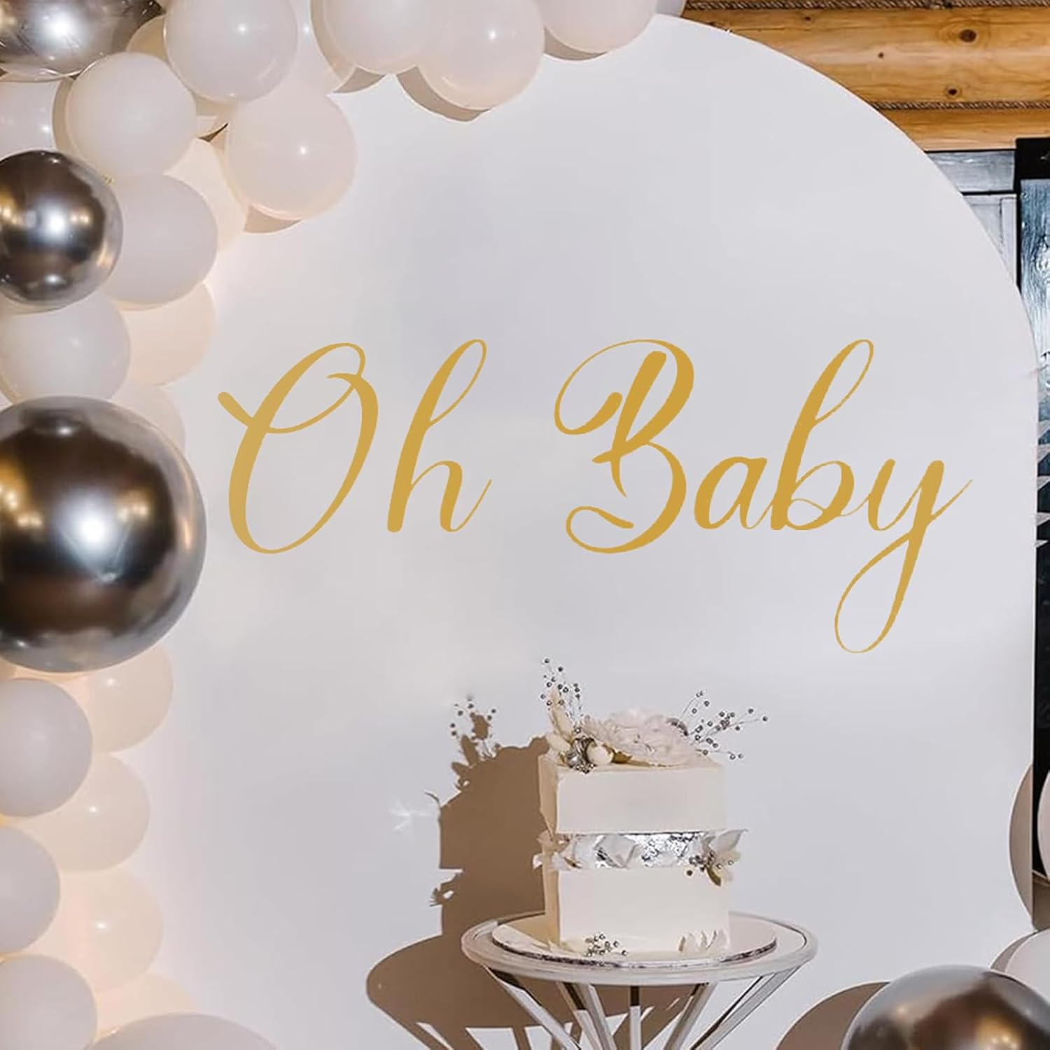 Oh Baby Sign for Backdrop, Baby Shower Party Wall Decal Sign, Oh Baby Wall Decal for Gender Reveal Party Decor, Oh Baby Wall Sticker for Arch Decor, Adorable Baby Banner for Backdrop Party Suppl. image number 1