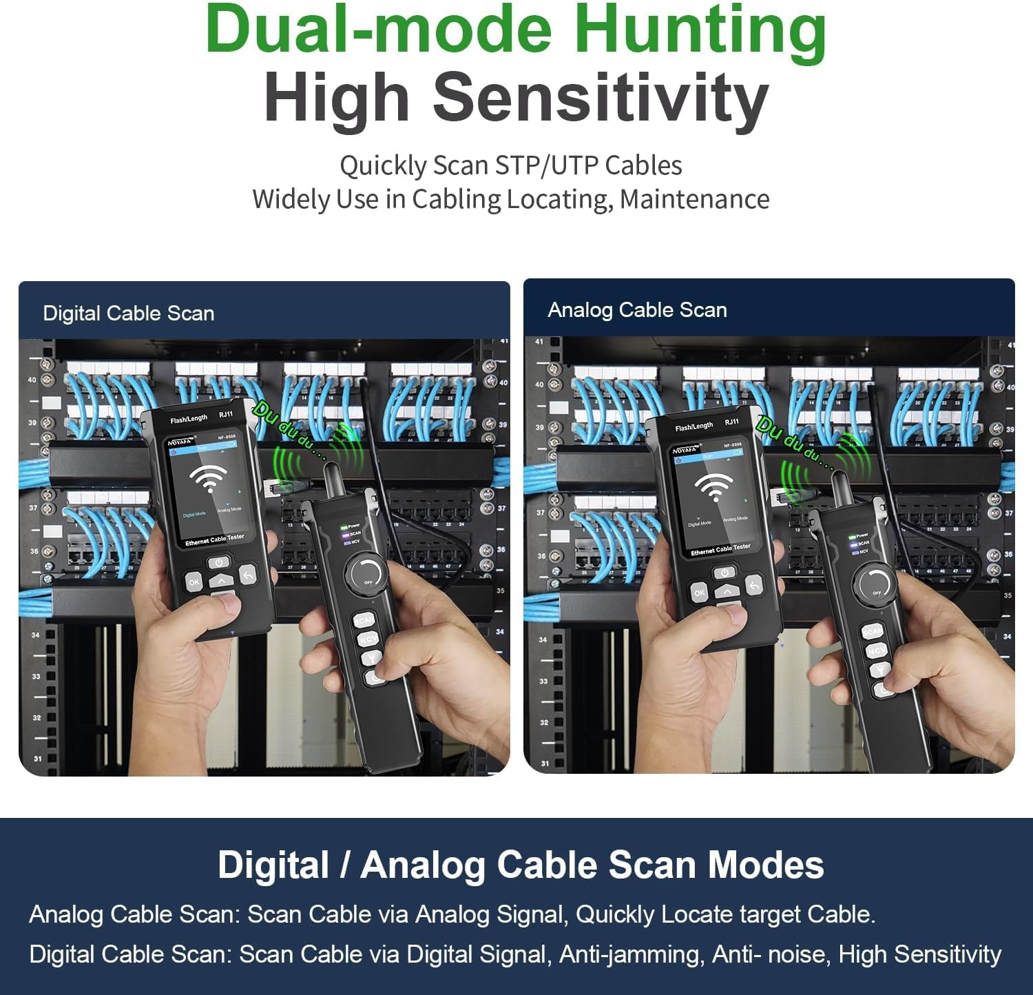 New Upgraded Network Cable Tester with Optical Power Meter VFL, CAT5 CAT6 Cable Toner Ethernet Cable Tester, RJ45 Network Tester for Telephone, Ethernet, Video, Poe Ethernet Tester Wire Tracer image number 6