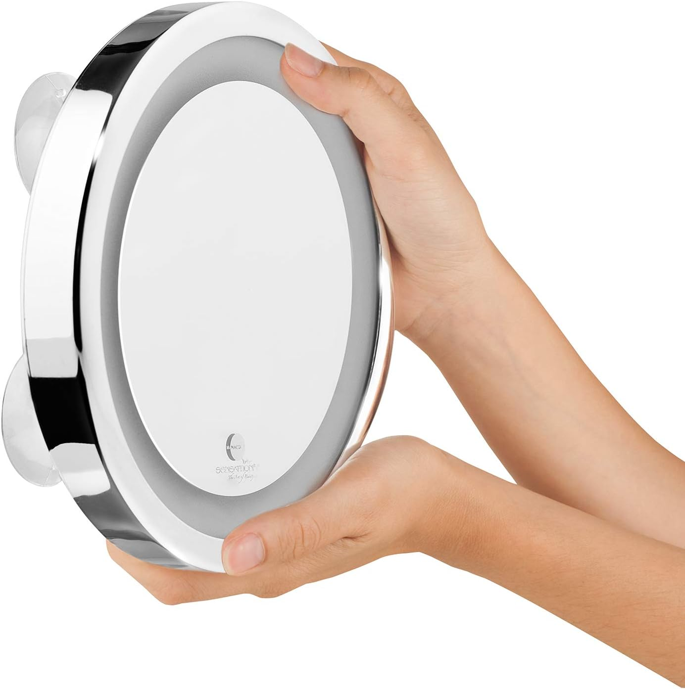 MACOM 211 Solar Sensation and Bright Magnifying Make-Up Cosmetic Mirror with LED Light and Suction Cups, Silver image number 1