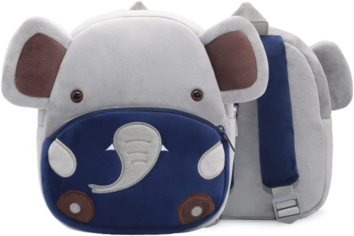 Bansusu 3D Cute Elephant Pattern Baby Plush Mini Backpack Cartoon Animals Toddler Snack Bag Rucksack image number 5