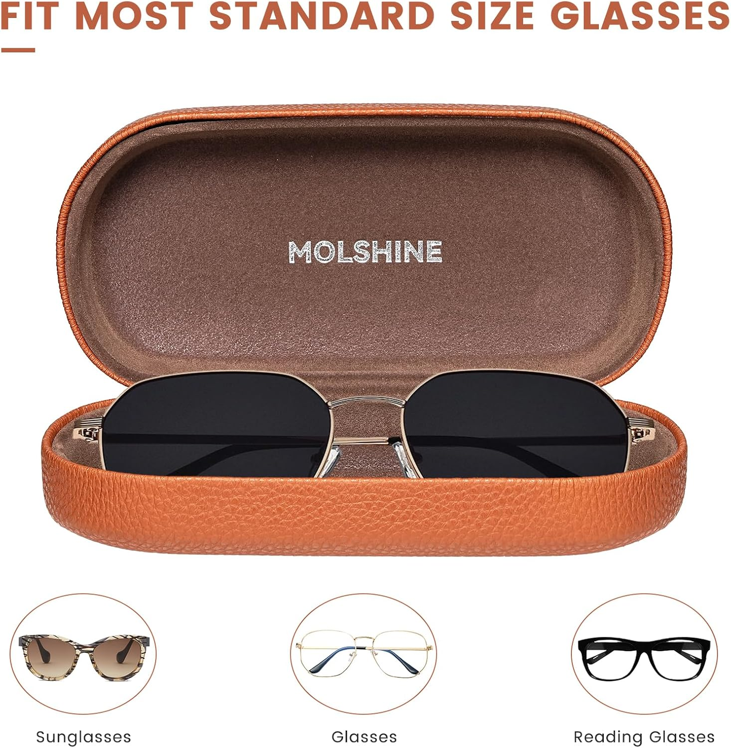 Molshine Sonnenbrillen Etui Aus Hartschalen Leder, Klassisches Gro&szlig;es Brillenetui F&uuml;r Damen Und Herren, Sonnenbrillen image number 4