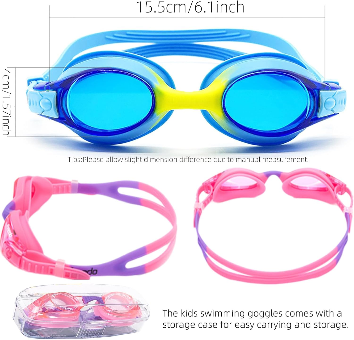 Kids Swimming Goggles anti Fog Kids-Goggles No Leaking Water Pool Goggles,Adjustable Toddler Swim Goggles with UV Protection,Clear Vision Swimming Goggles for Boys Girls Youth Kids - Blue image number 6