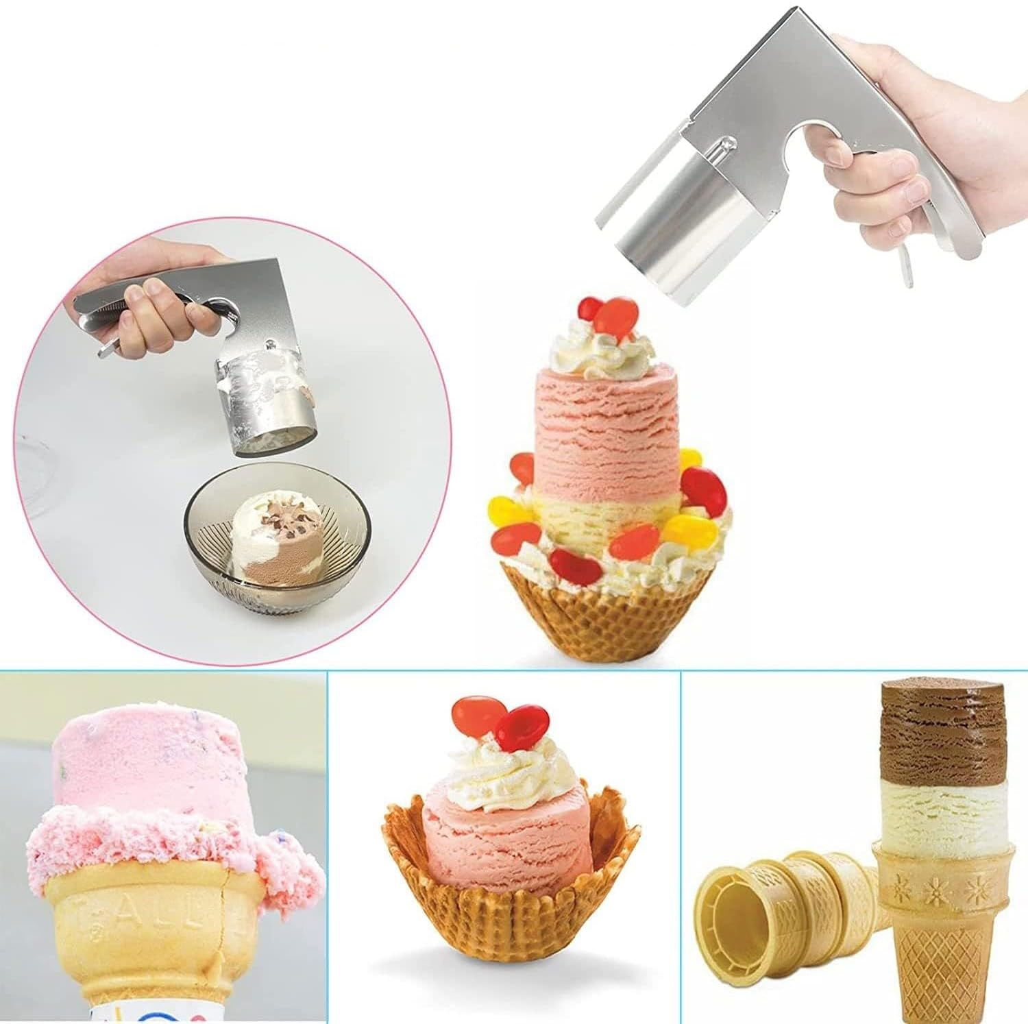 Easy Release Trigger Ice Cream Sandwich Scoop for Big Volumes | Nostalgic Old Fashioned Ice Cream Scooper, Designed in a Classic Cylindrical Style Scoop Disher image number 1