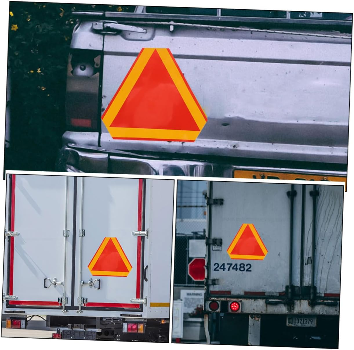 INOOMP Reflective Warning Triangle Sign with Bright Border High Slow Moving Vehicle Caution Sign for Truck and Three Wheelers Easy Installation Fade Resistant Safety Reflector image number 3