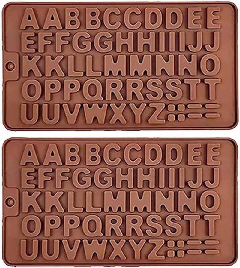 2Pcs Letter Silicone Chocolate Moulds Alphabet Silicone Molds Non-Stick Fondant Molds Perfect for Cake Decoration Symbols Birthday Party DIY Baking Tools