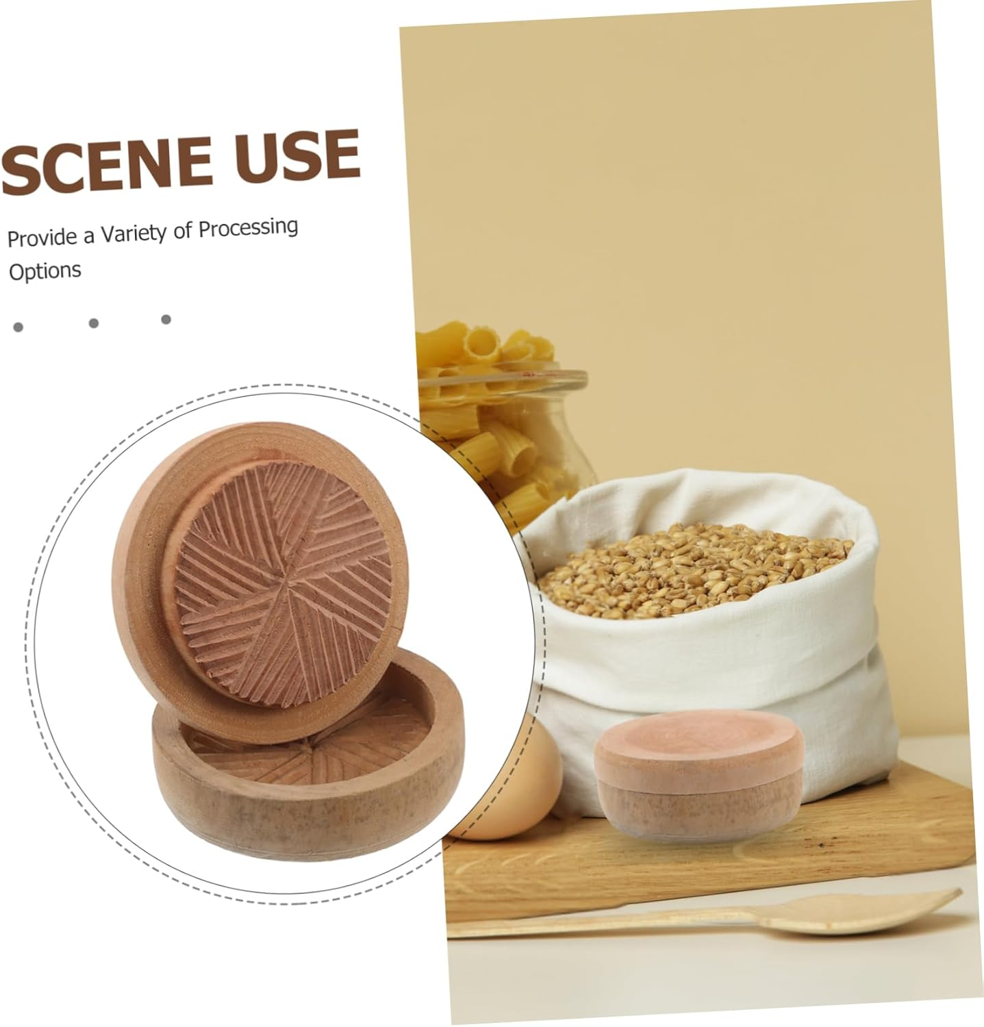 MUCKLILY Shelling Machine for Grain Grinder Kitchen Manual Wooden Mill Grinder Peeling Tray for Seasoning for Home Use and Farm Tools image number 2