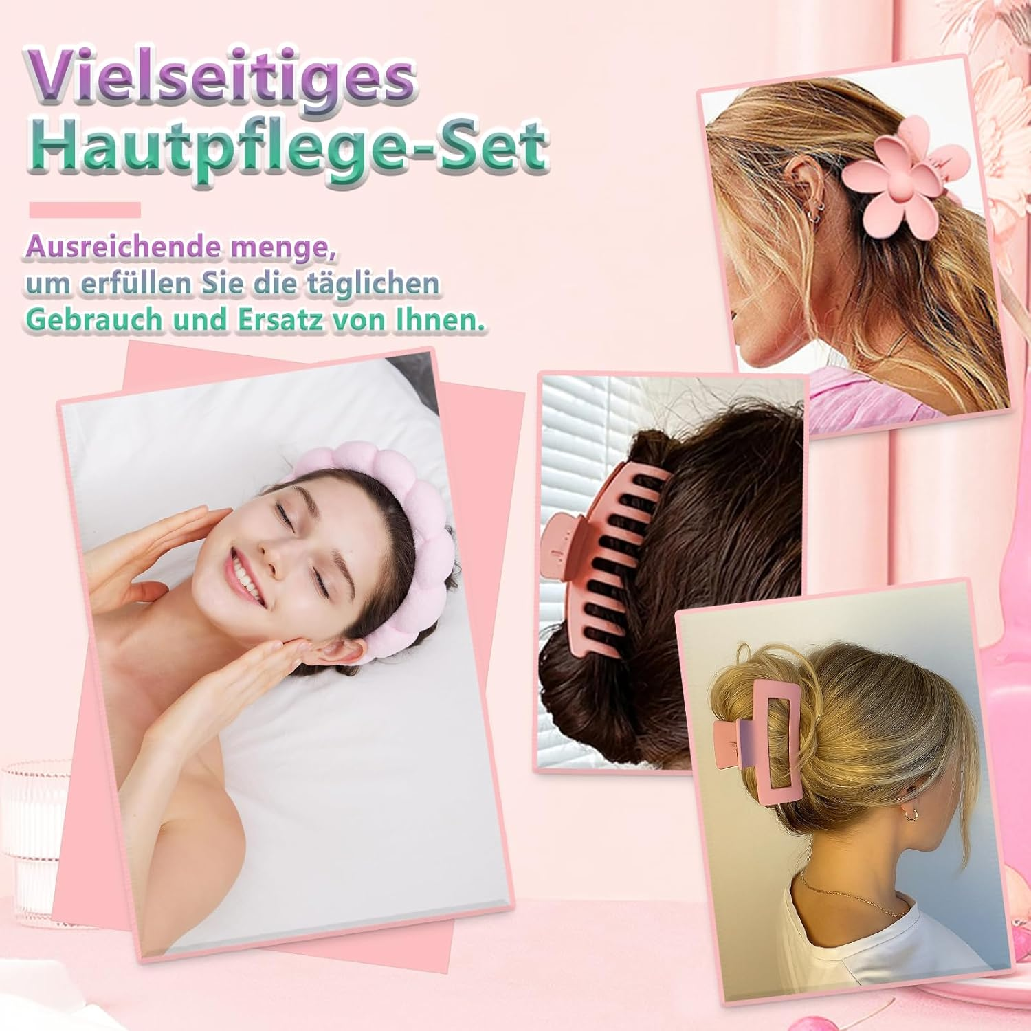 Whaleo 16 Piece Hair Band Cosmetic Wrist Wash Band Makeup Hairband Skincare Set Cosmetic Headband Spa Headband Yoga Sports Shower Haircare Set image number 6