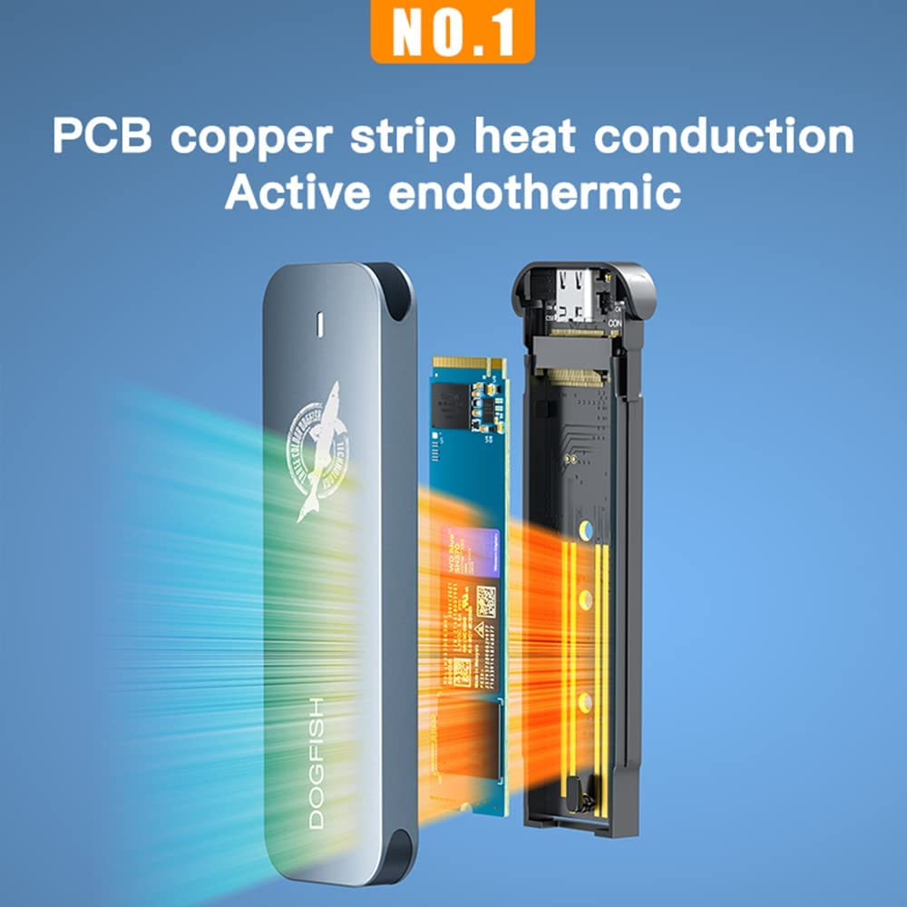 Dogfish Portable External SSD 512GB 2242/2260/2280 Ngff Grey Metal USB 3.1 Type-C Ultra-Light Mini Breathable Portable Solid State Drive for Mac/Windows/Android/Linux（Up to 6Gbps,With LED Indicator） image number 3
