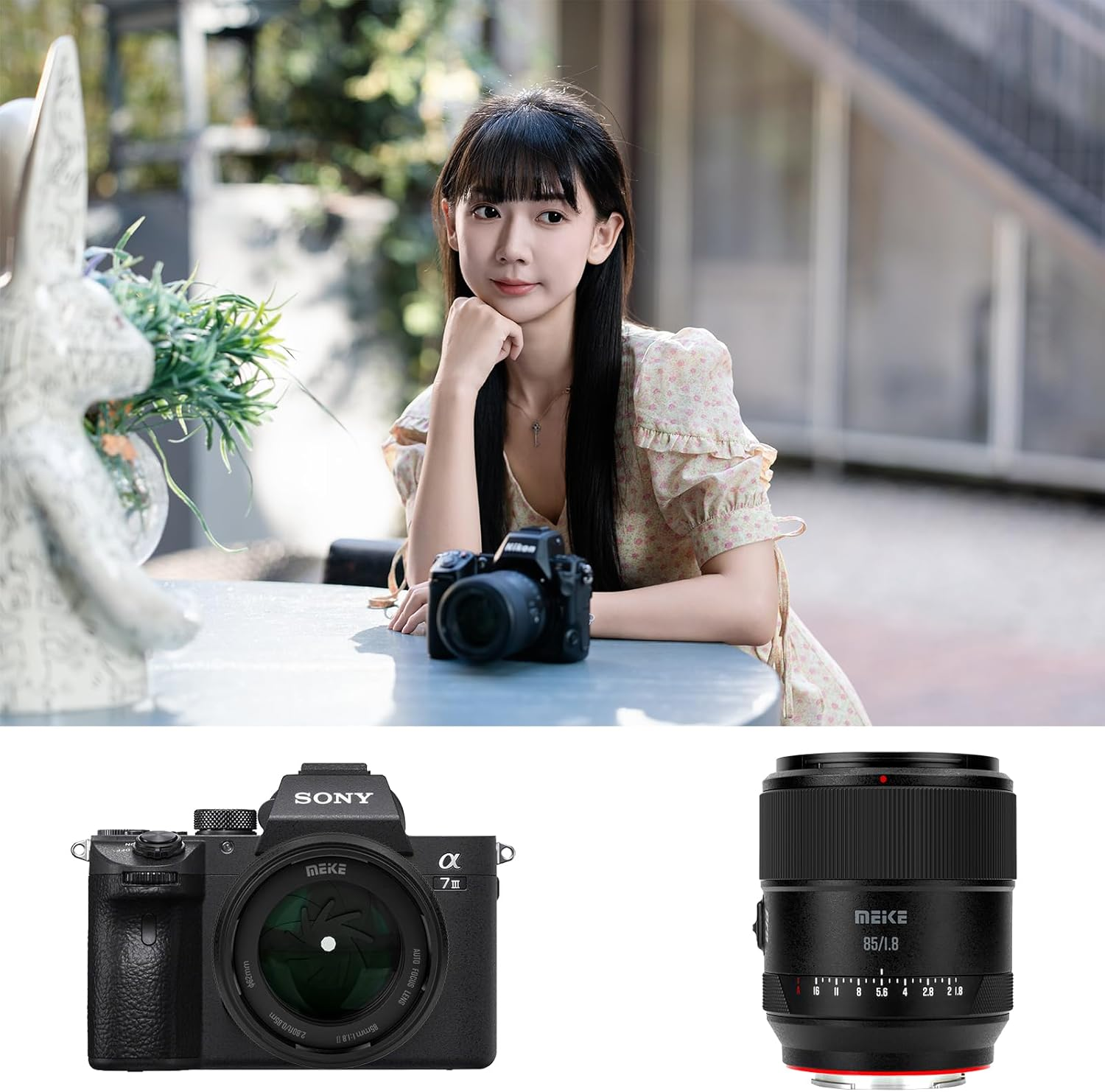 Meike 85Mm F1.8 Pro II Full Frame STM Auto Focus Medium Telephoto Lens High Resolution 8K Fixed Prime Portrait Lenses for Sony E Mount Mirrorless Cameras A9 A7II A7RII A7 A7R3 A7R4 A7IV A7C A7SIII
