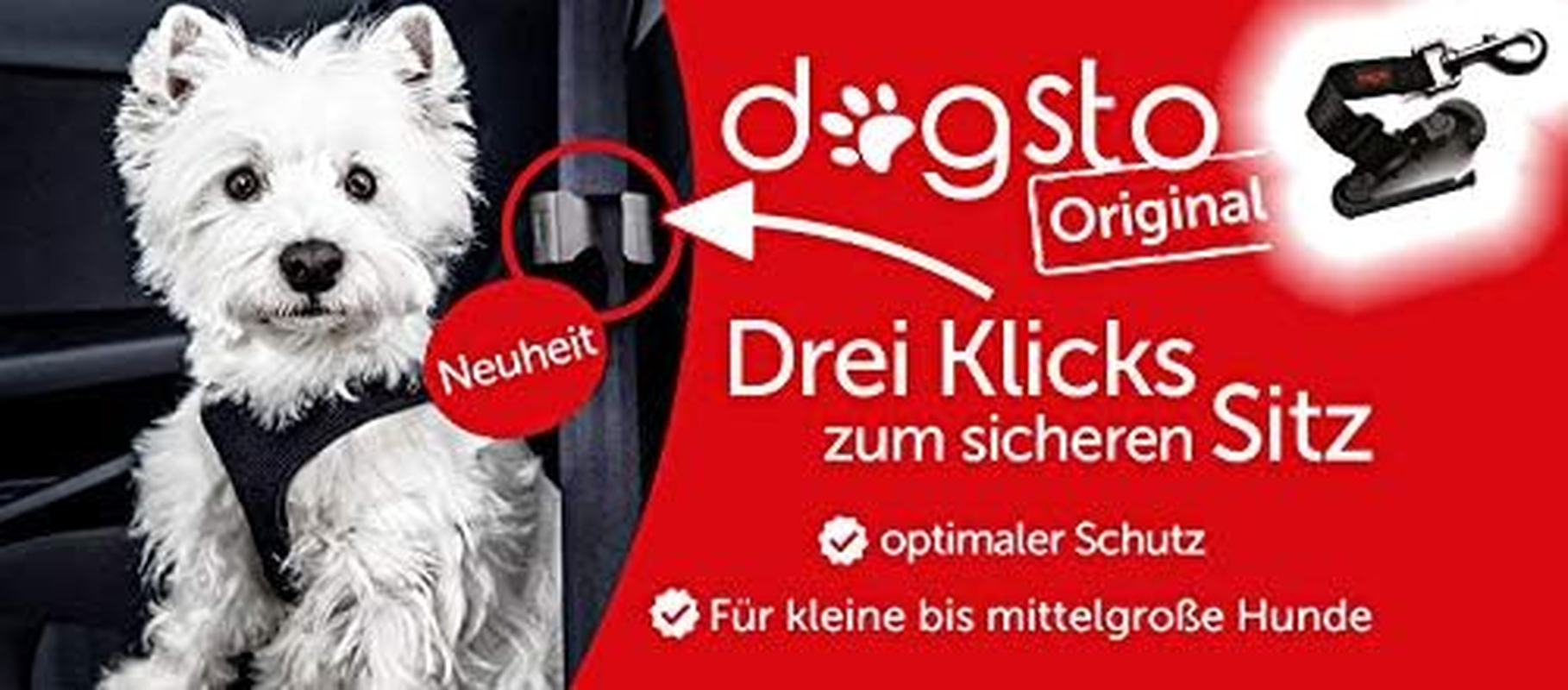 Dogsto Dog Seat Belt for Any Car with Central Attachment to the Seat Belt - Ideal Sitting Position image number 1