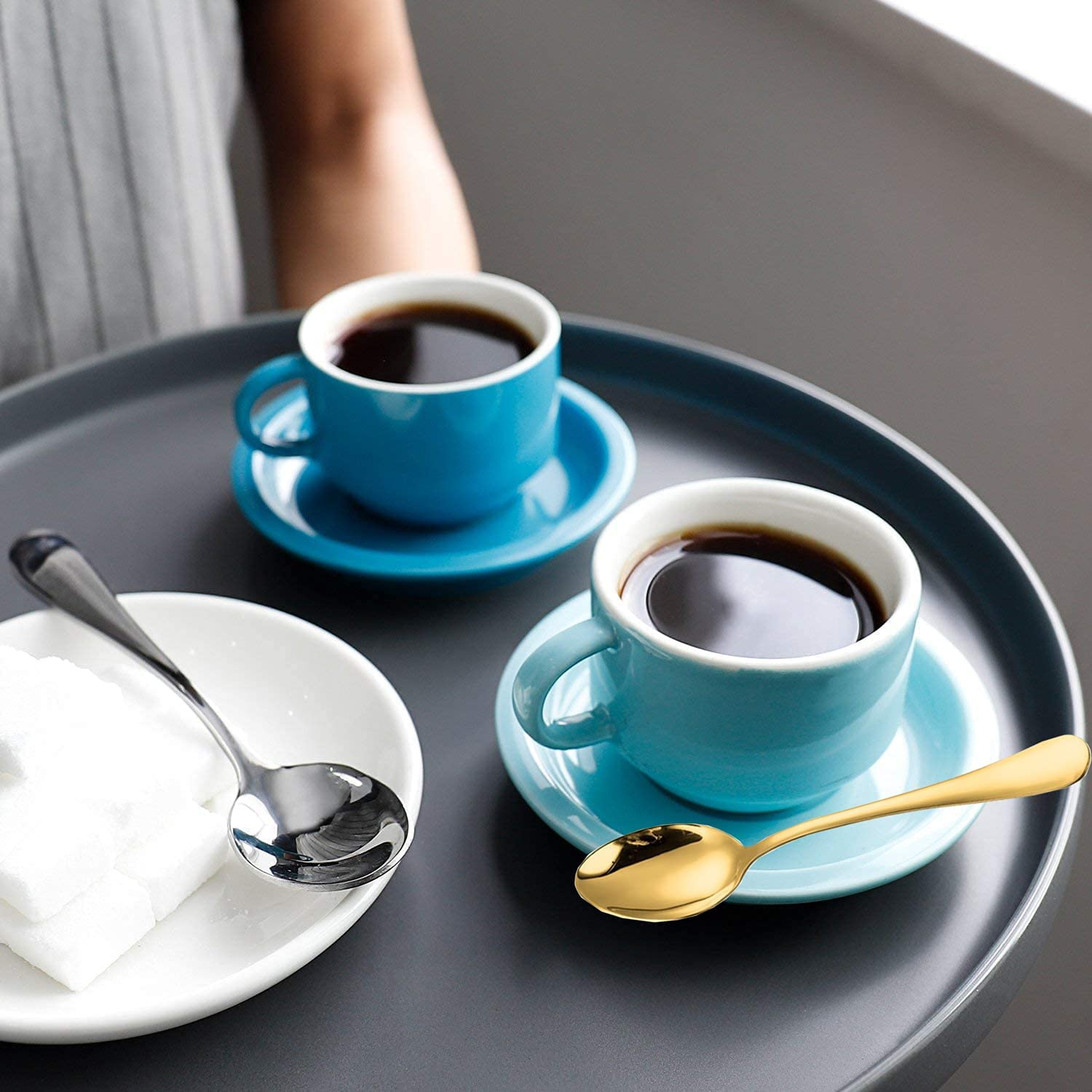 Wesdxc56 Demitasse Espresso Spoons, Mini Coffee Spoon, Stainless Steel Small Spoons for Dessert, Tea,Set of 6 (Gold) image number 2