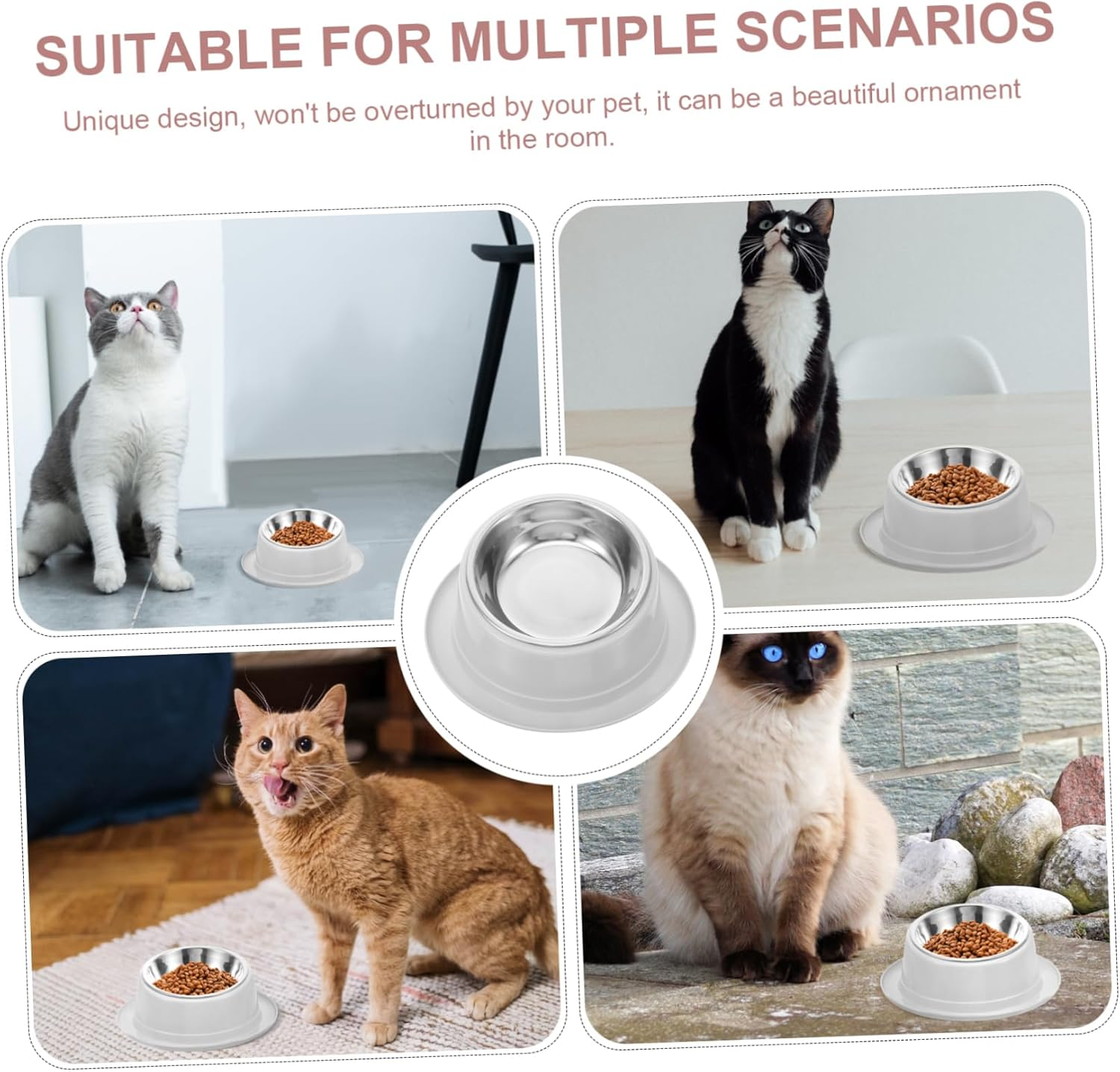 SUPVOX Unique Design Pet Bowl anti Ant Cat Feeder Stainless Steel Non-Slip Grey Pet Food Bowl Pet Feeding Bowl