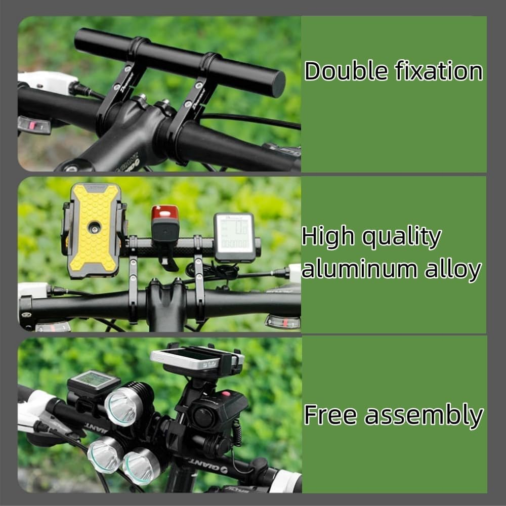 HIDOSNG Bike Handlebar Extender Double Extension Bracket Aluminum Alloy Super Long Clamp Bracket Accessory Handlebar Extension Rack for Holding Bicycle Speedometer, GPS, Phone Mount