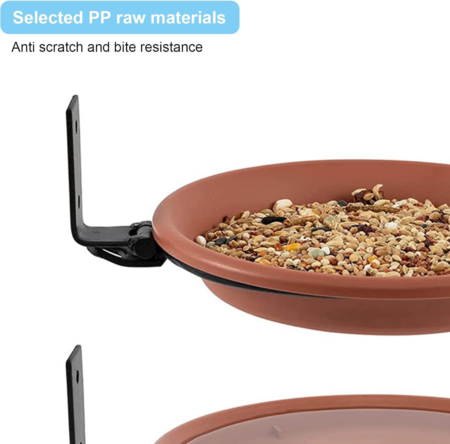2 Packs Wall Mounted Bird Feeder, Multifunctional PP Garden Bird Bath Tray with Iron Brackets, Space Saving Foldable Bird Feeding Tray for Sparrows image number 4