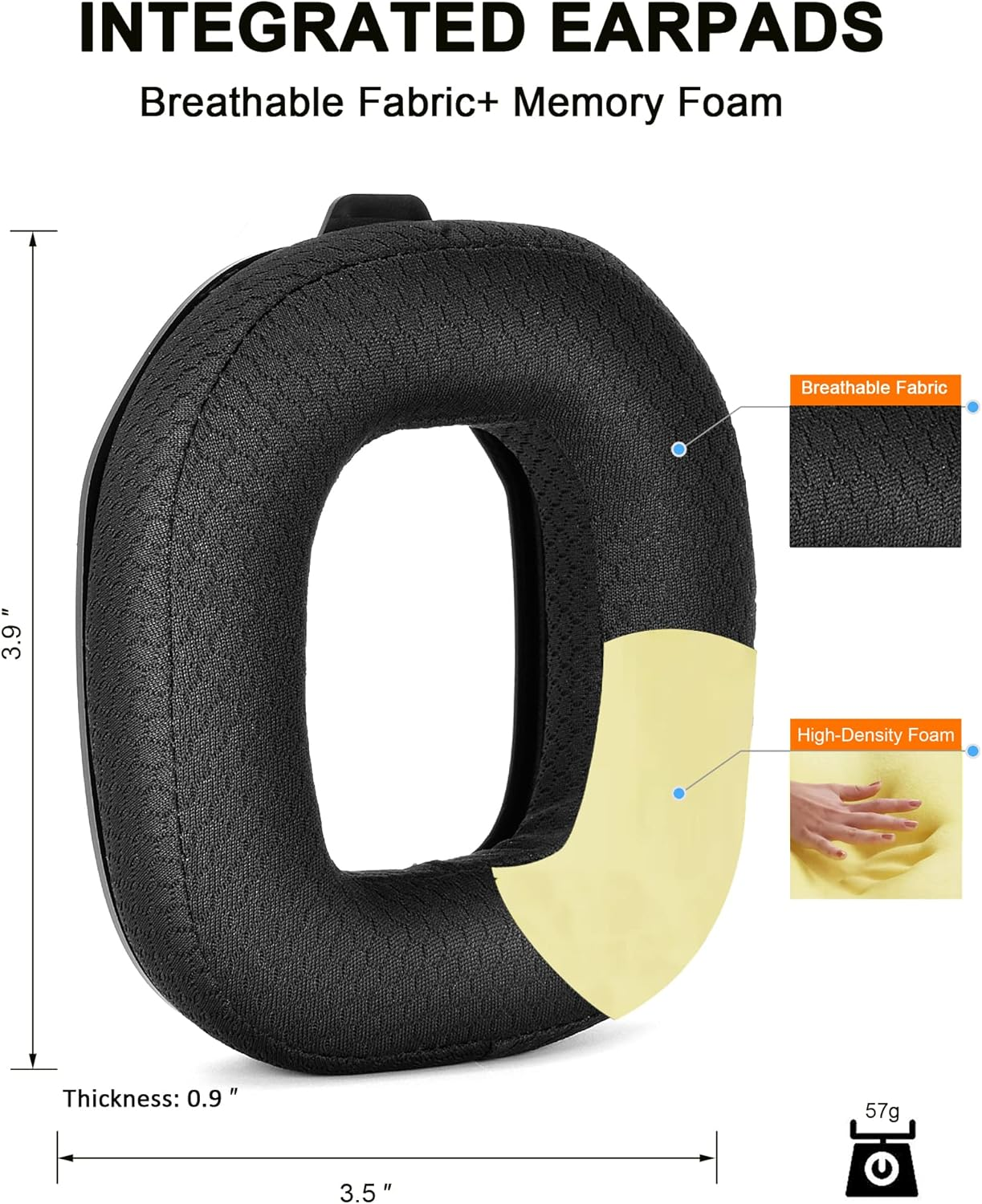 A50 Gen 4 Mod Kit - Defean Replacement Earpads and Headband Compatible with Astro A50 Gen 4 Headset,Ear Cushions, Upgrade High-Density Noise Cancelling Foam, Added Thickness (Black Breathable Fabric) image number 6