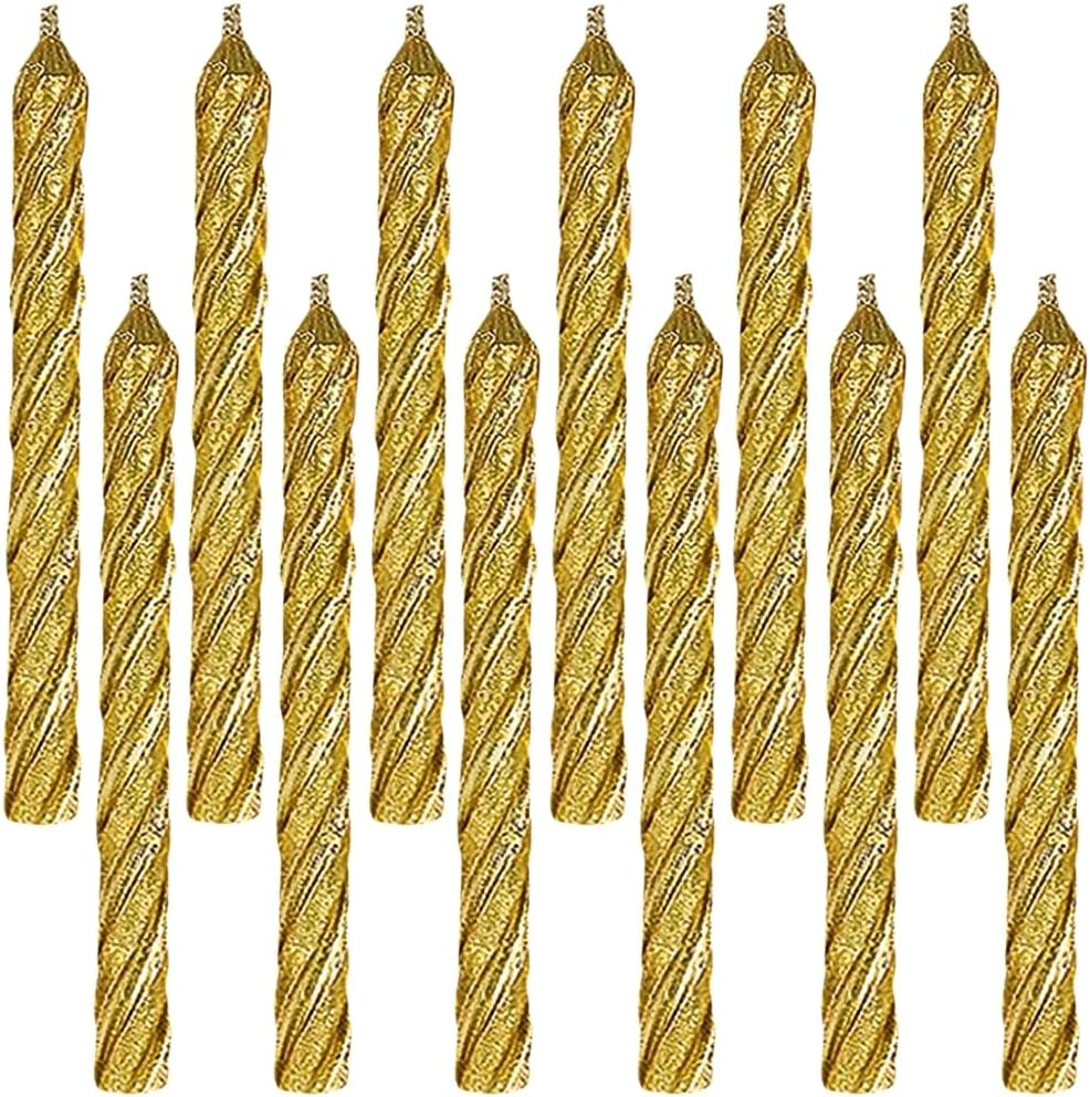 Birthday Candles Large Spiral Glitter Gold image number 1