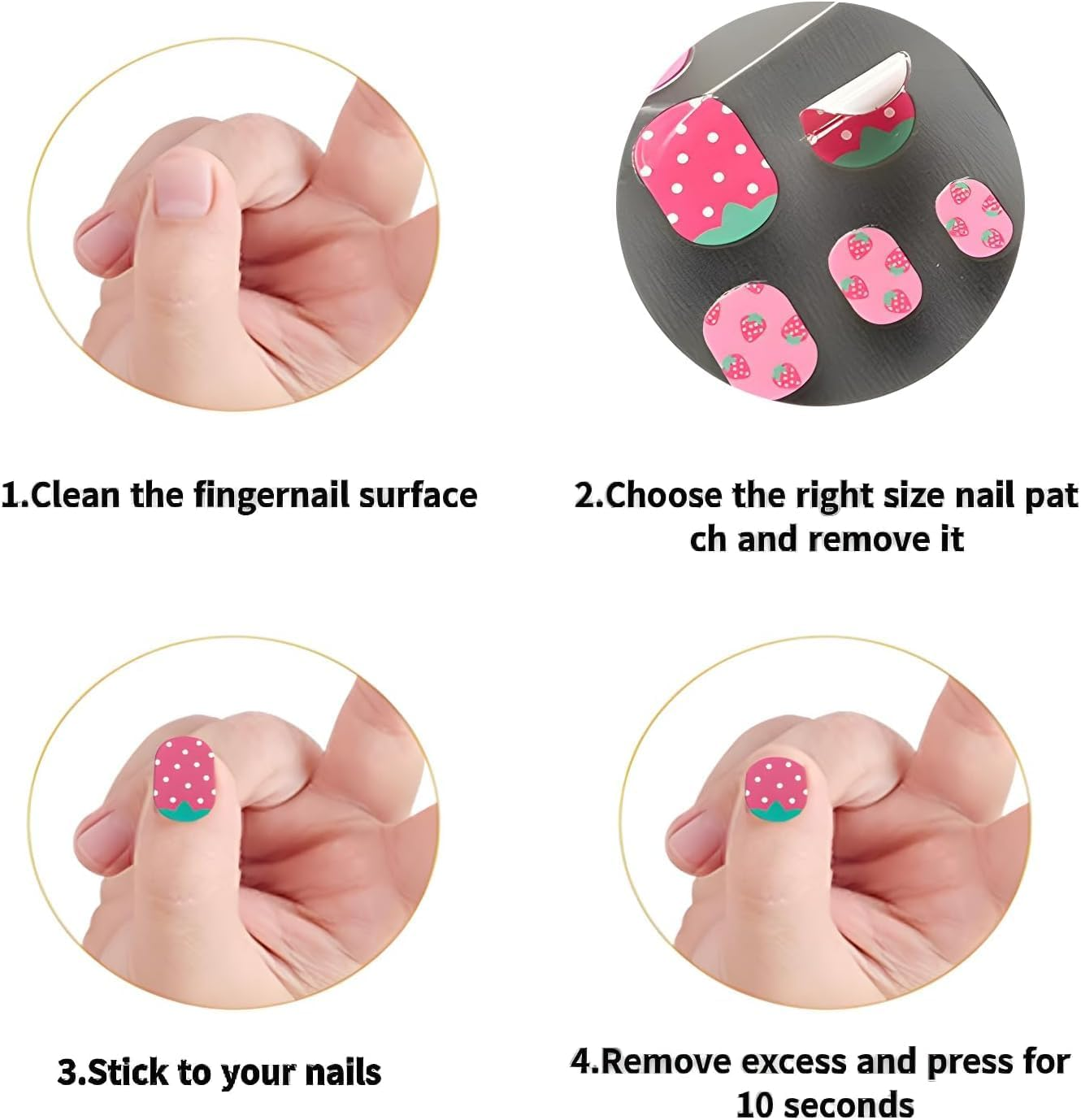 PQCLXUYA 10 Pcs Colorful Kid Nail Stickers Full Nail Wraps for Kids Girls 3D Self Adhesive Nail Strips Including Rainbow Cat Rabbit Flower Strawberry Heart Sun with 2Pcs Nail Files for Age 8 and Older image number 6