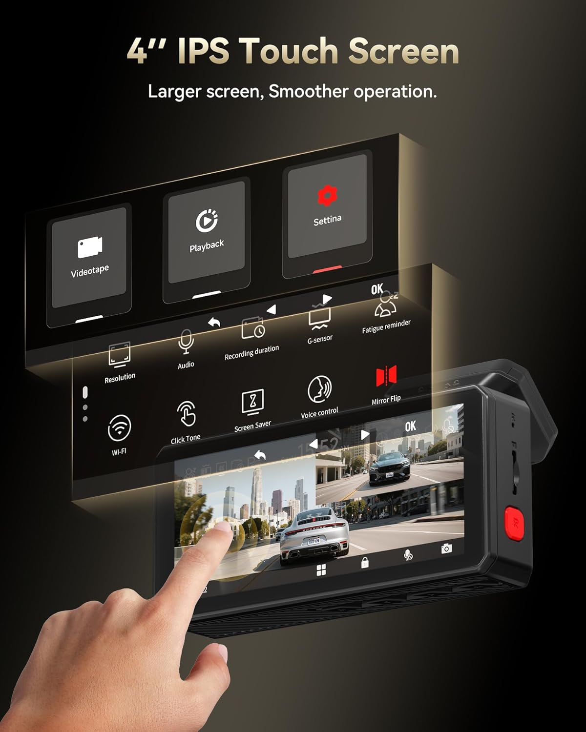 REDTIGER F77 4K+4K HDR Dash Cam Front and Rear, Dual STARVIS 2 IMX678 Sensor, 5.8Ghz Wifi Car Camera with 128GB Emmc Storage, Voice Control, 4'' Touch Screen, 24H Parking Mode image number 5