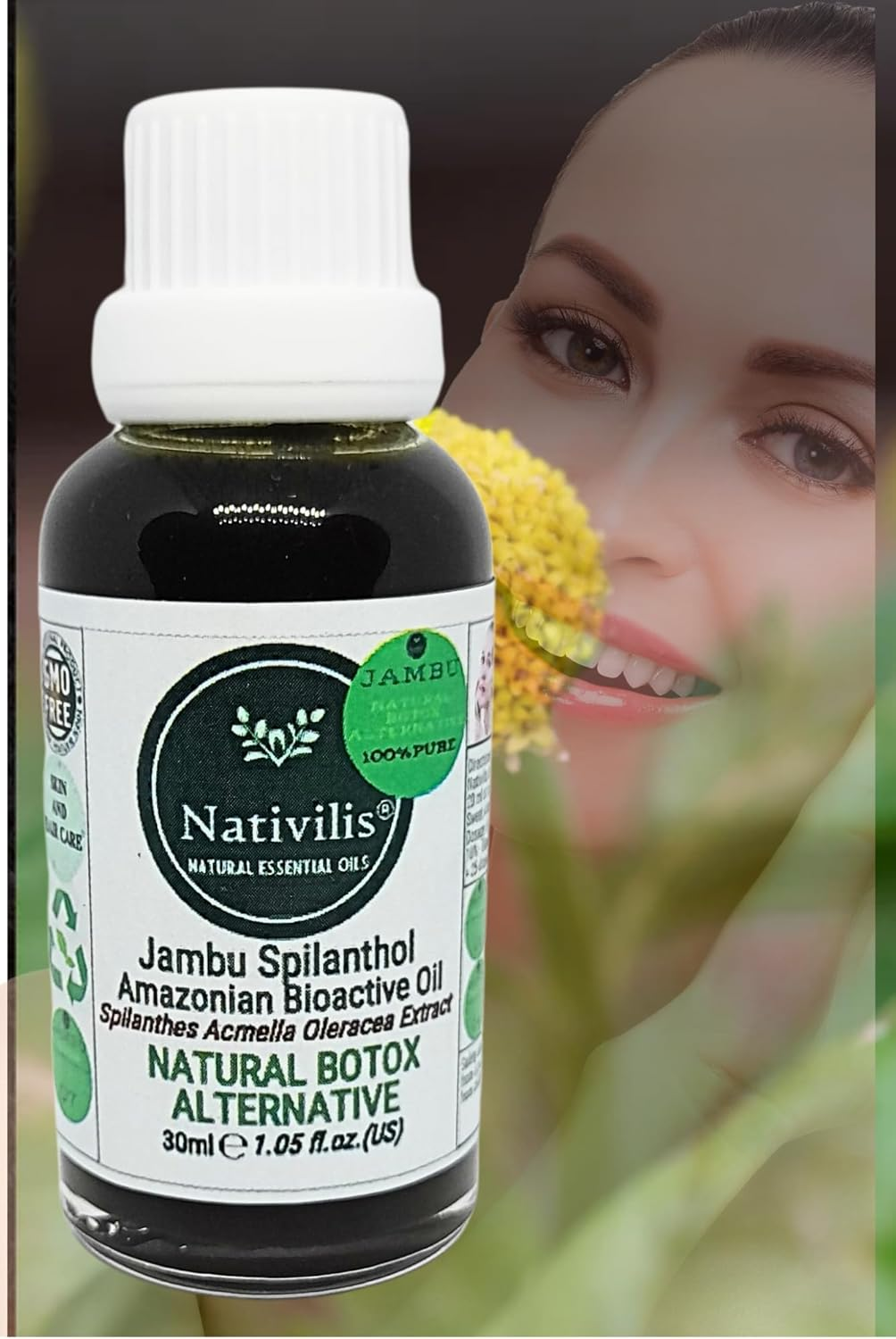 Nativilis Jambu Spilanthol Amazonian Bioactive Oil, 1.05 Fl Oz, Natural Botox Alternative image number 4