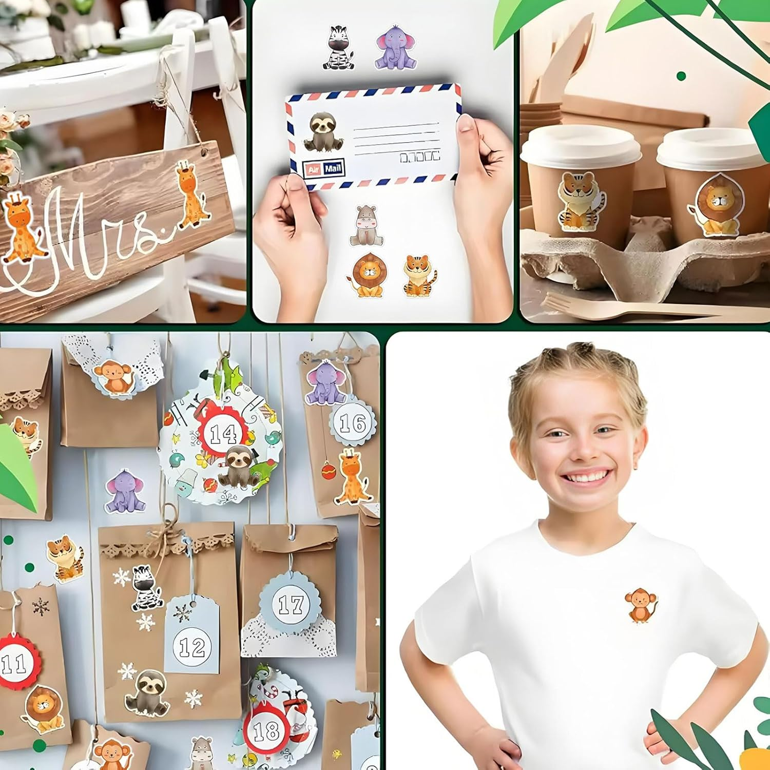 1000Pcs Animal Stickers Roll,Sea Creature and Forest Animals Stickers,Water Bottle Stickers for Kids,Waterproof Vinyl Stickers Laptop Decals Sticker Packs Skateboard Stickers for Teens Adults image number 1