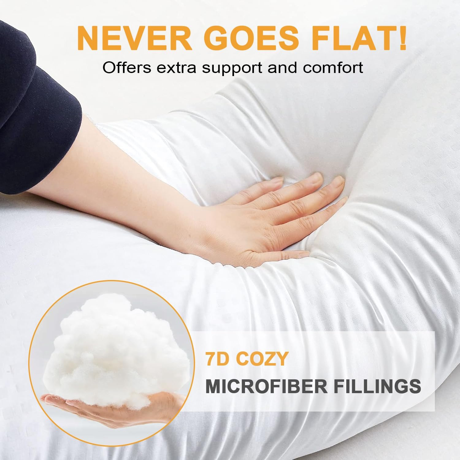 Full Body Pillow, Soft Long Pillow for Sleeping, Body Pillow with Velvet Cover, Full Body Pillow for Adults and Pregnancy with Removable Pillow Cover image number 2