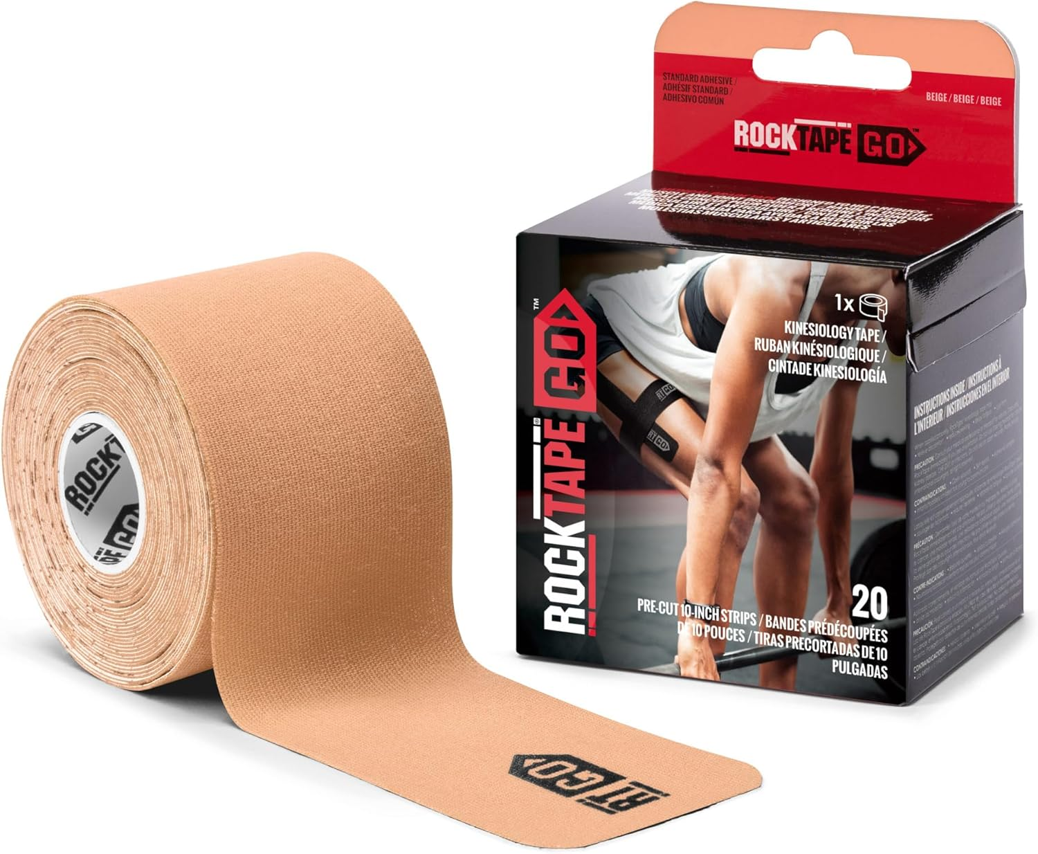 Rocktape Go Standard Adhesive Pre-Cut Kinesiology Tape, Blue