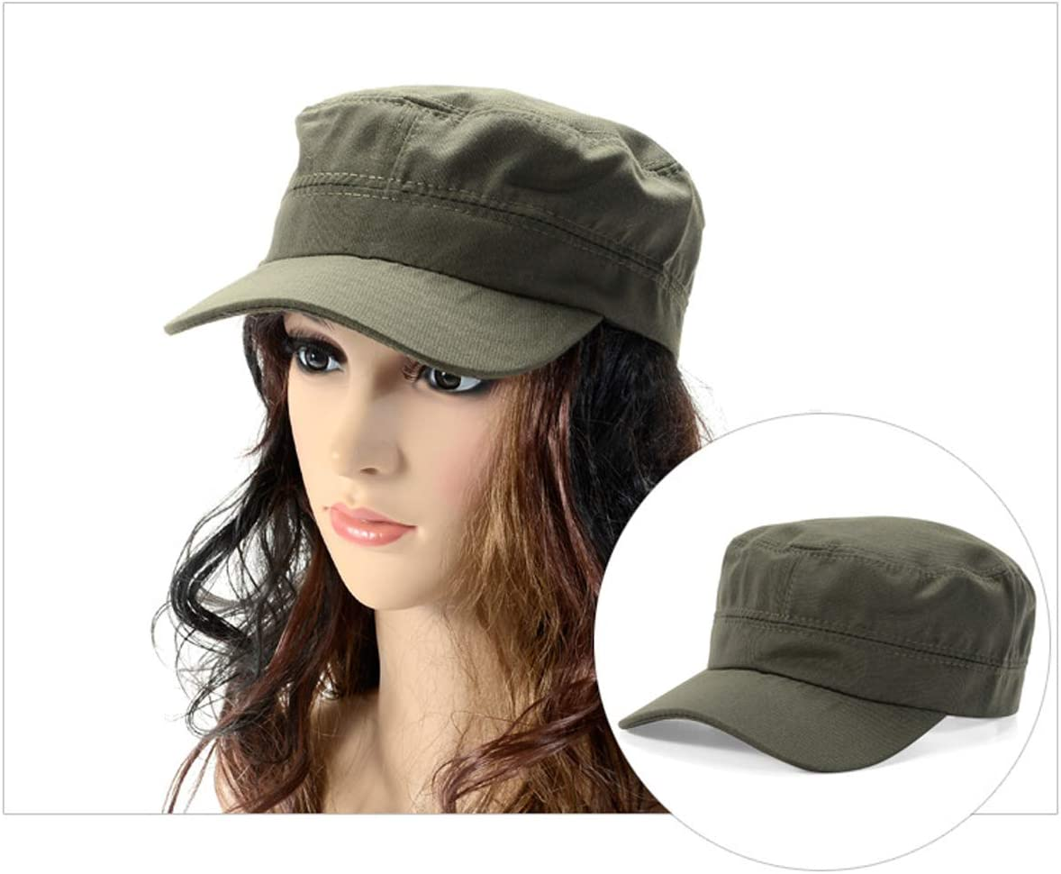 Adjustable Unisex Flat Top Twill Classical Baseball Cap Military Hat 22-23.6 in Cadet Cap (Green)